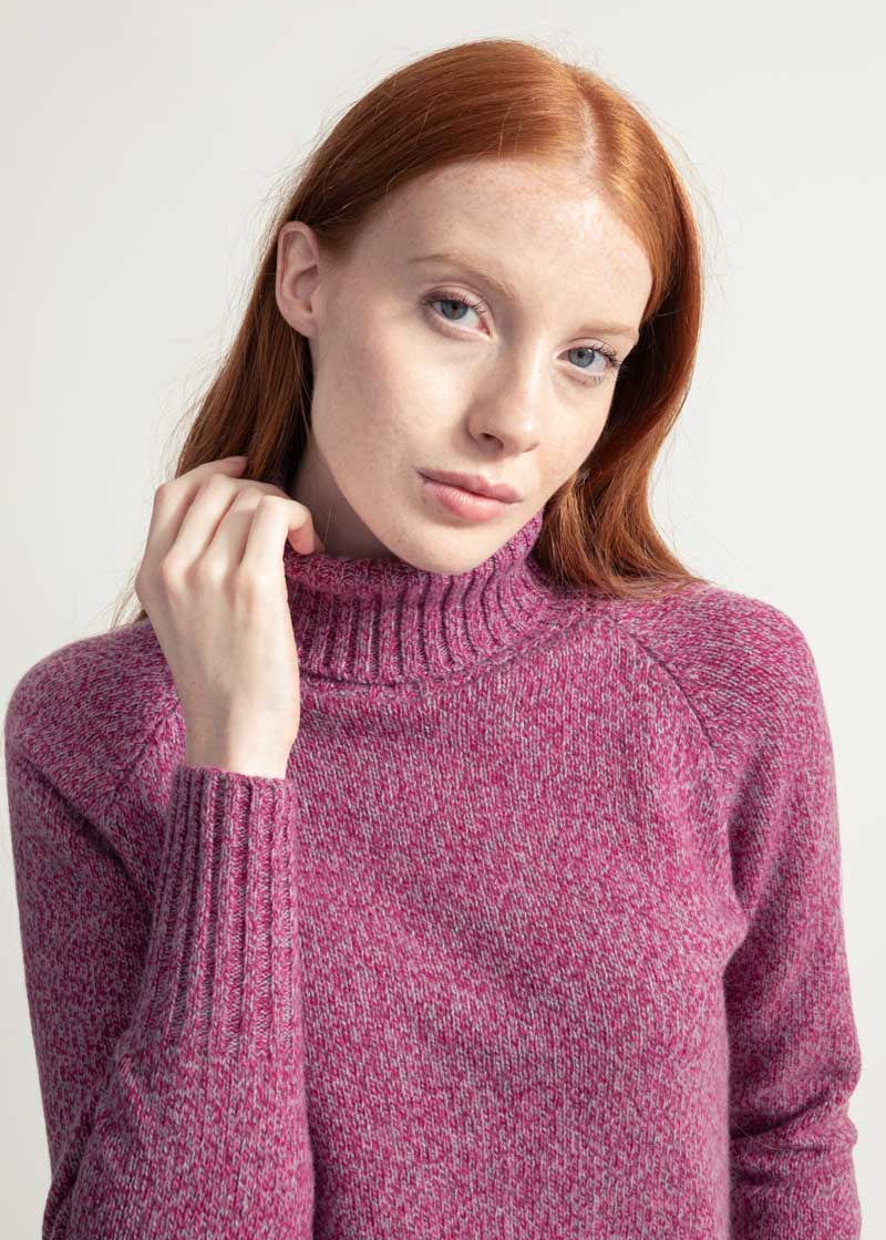 Maglia Collo Alto Donna Cashmere Rigenerato Susanna Dragon Fruit