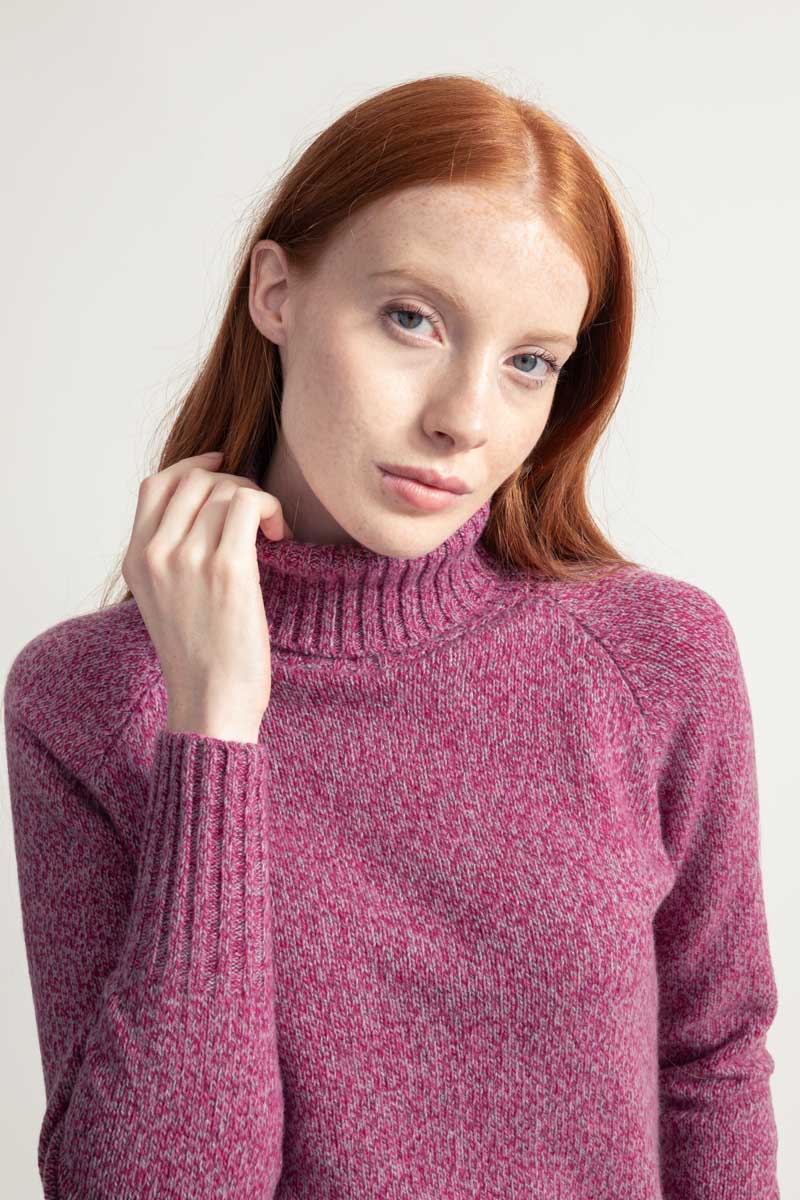 Maglia Collo Alto Donna Cashmere Rigenerato Susanna Dragon Fruit