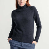 Maglia Collo Alto Donna Cashmere Rigenerato Susanna Grigio Carbone