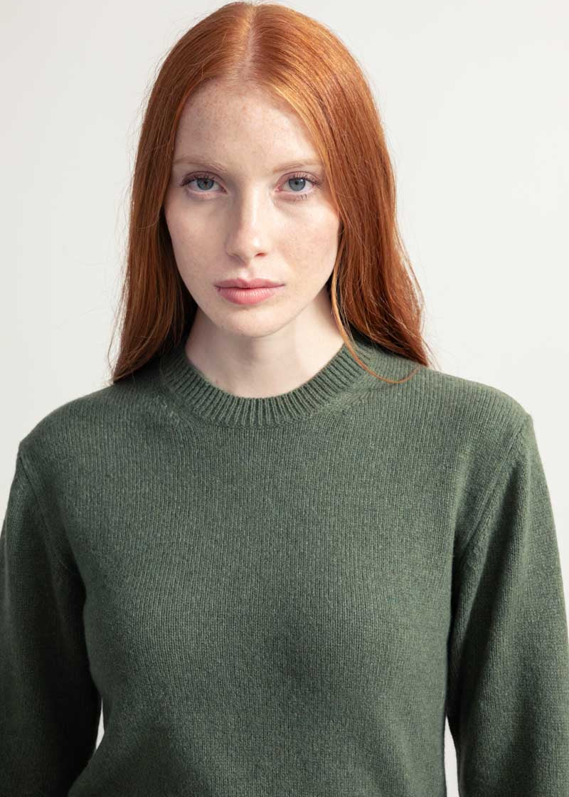 Maglia Girocollo Donna Lana Rigenerata Laura Verde