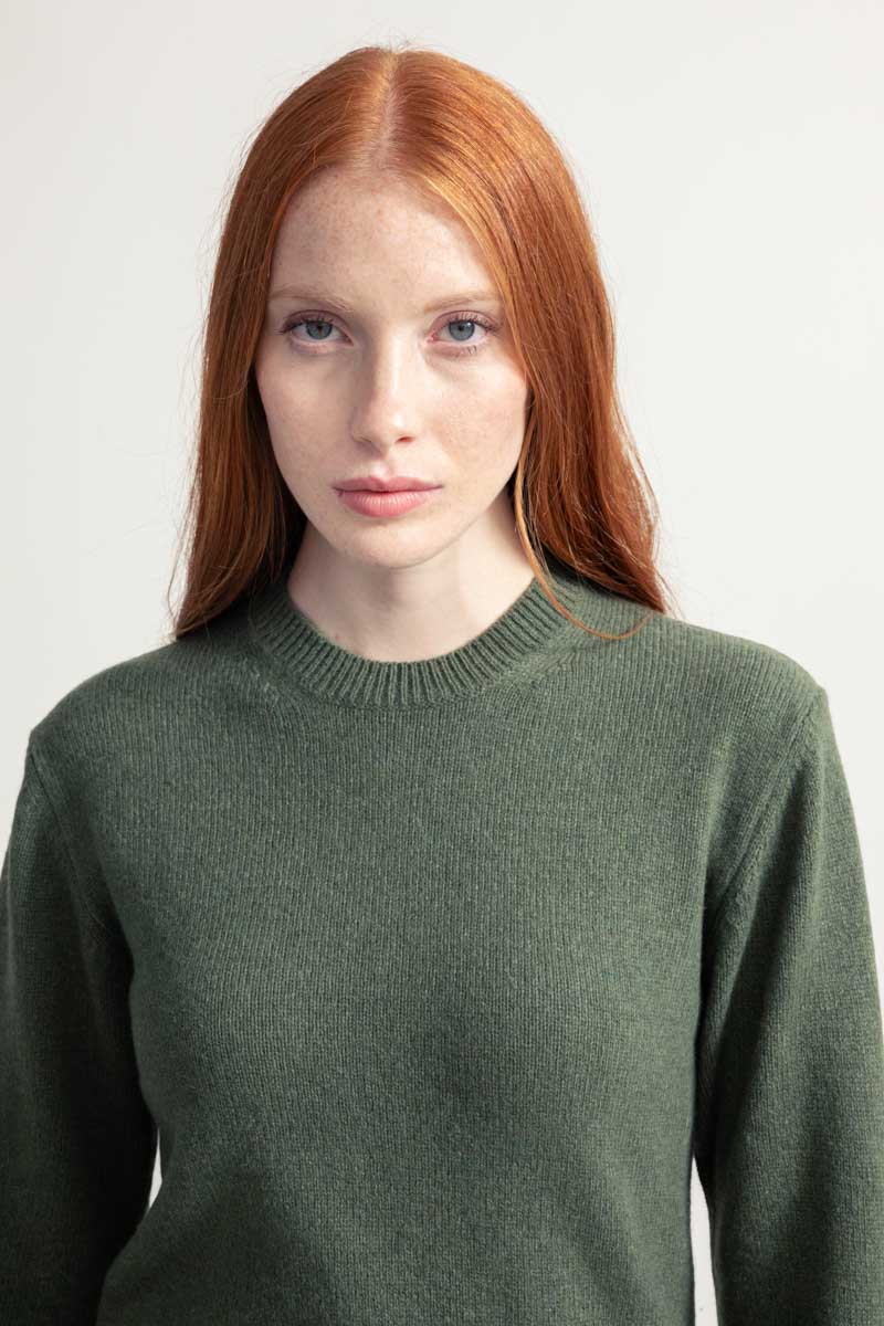 Maglia Girocollo Donna Lana Rigenerata Laura Verde