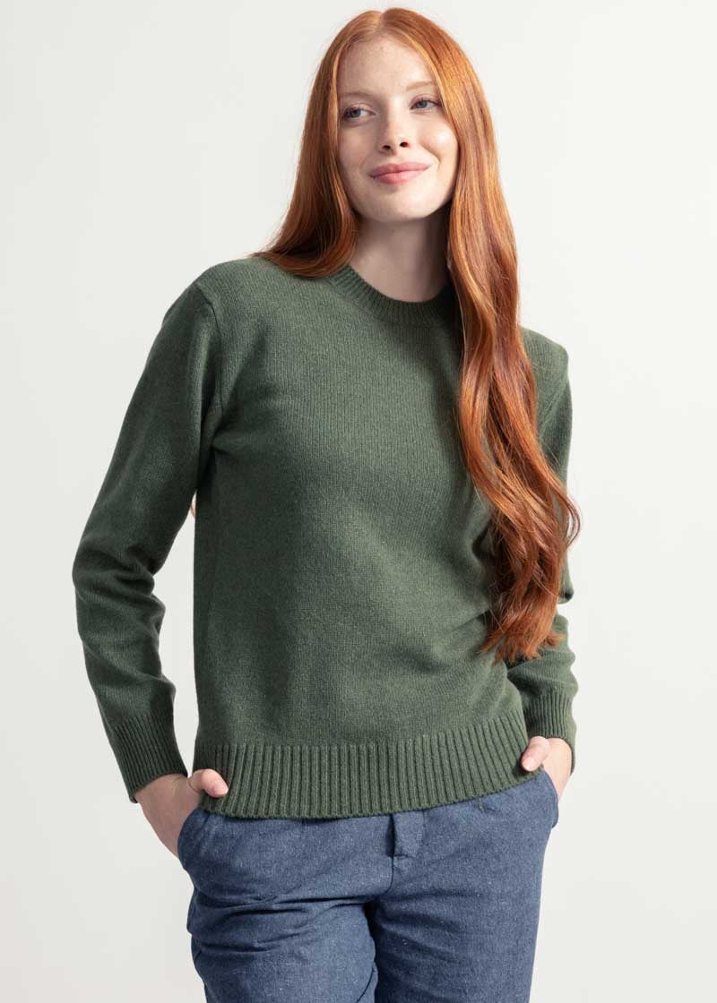 Maglia Girocollo Donna Lana Rigenerata Laura Verde