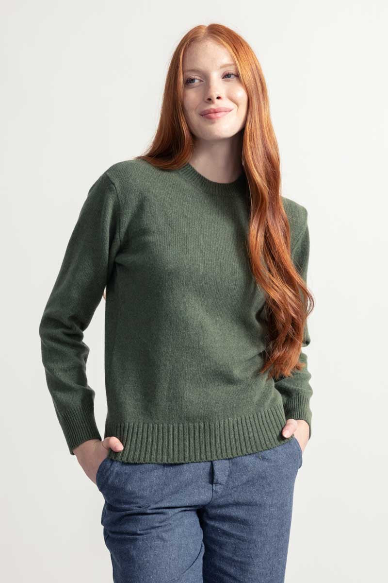 Maglia Girocollo Donna Lana Rigenerata Laura Verde