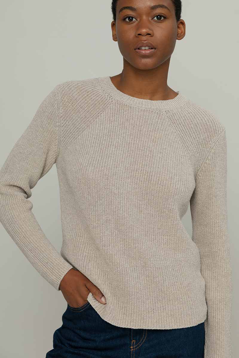 Maglia Donna Cotone Rigenerato Fanny Beige