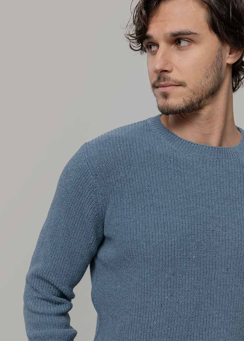 Blu Atlantico | Maglia Uomo Cotone Jeans Rigenerato Vittorio