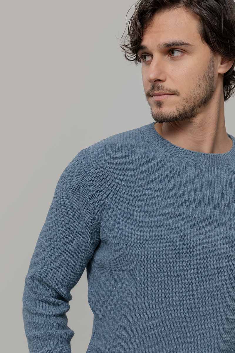 Blu Atlantico | Maglia Uomo Cotone Jeans Rigenerato Vittorio