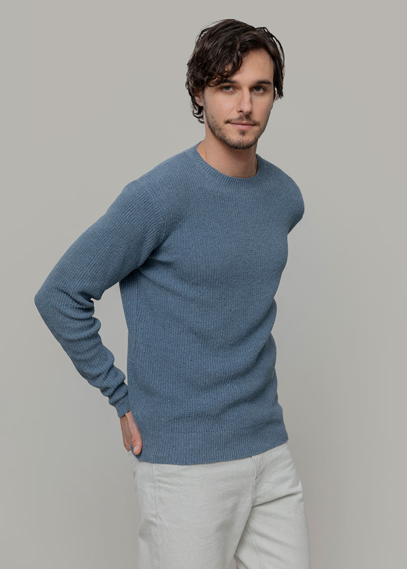 Blu Atlantico | Maglia Uomo Cotone Jeans Rigenerato Vittorio