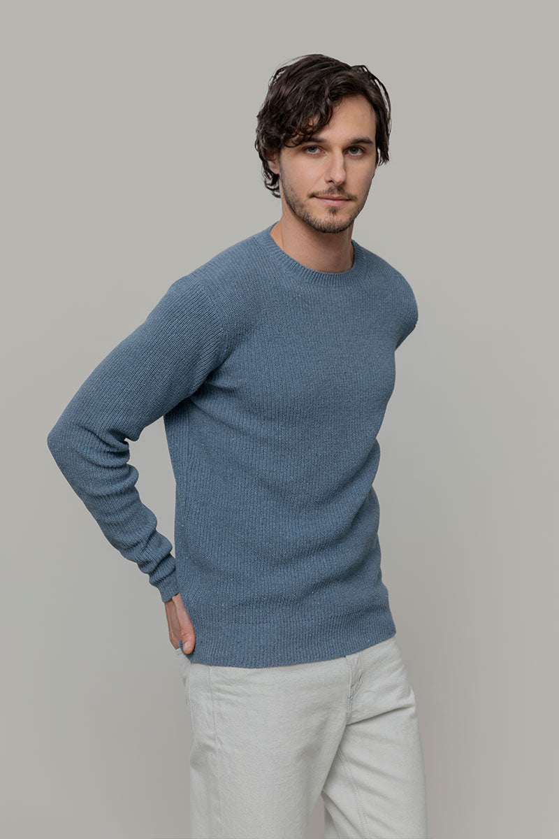 Maglia Uomo Cotone Jeans Rigenerato Blu Vittorio - Rifò