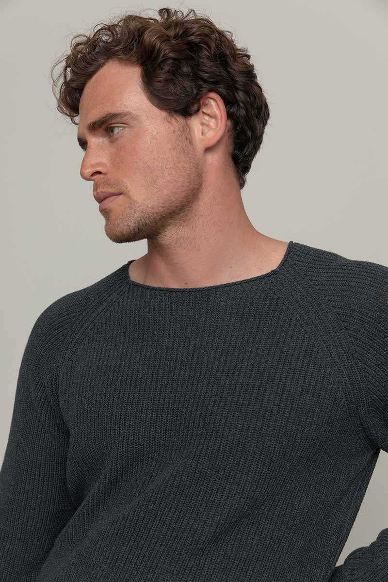 Maglia Uomo Cotone Rigenerato Francesco Grigio Nero