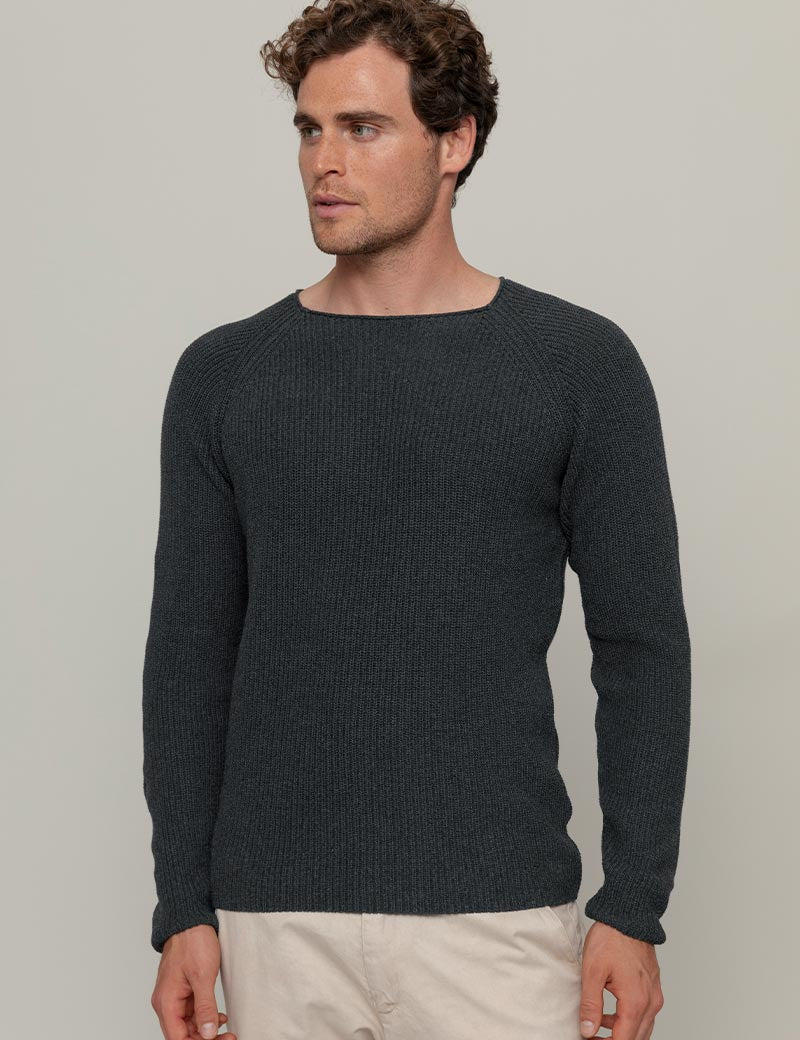 Maglia Uomo Cotone Rigenerato Francesco Grigio Nero