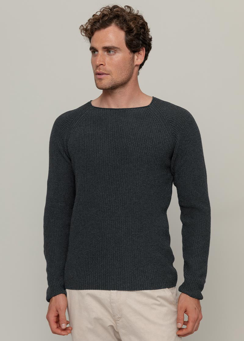 Maglia Uomo Cotone Rigenerato Francesco Grigio Nero