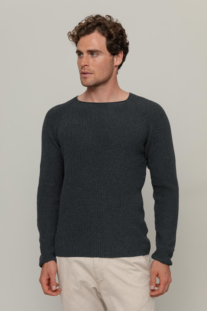 Maglia Uomo Cotone Rigenerato Francesco Grigio Nero