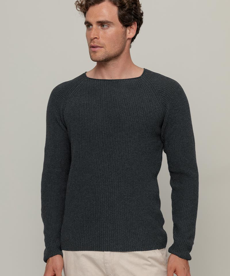 Maglia Uomo Cotone Rigenerato Francesco Grigio Nero