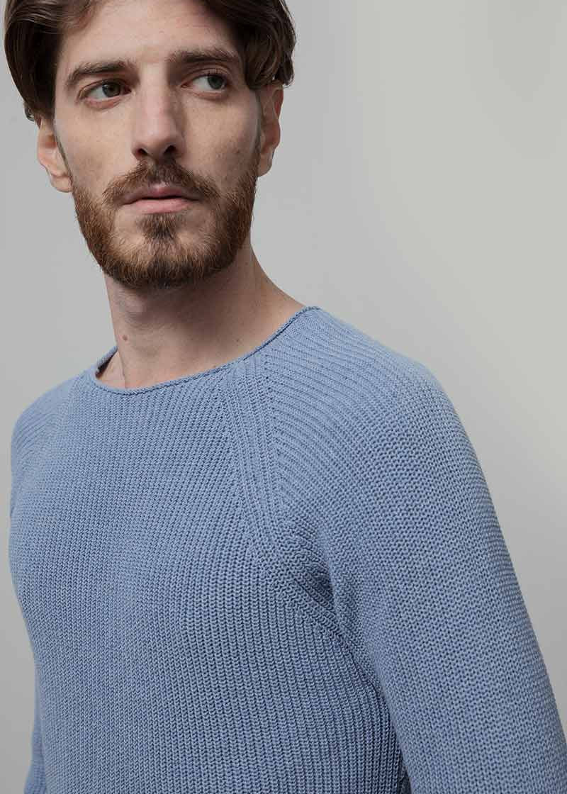 Maglia Uomo Cotone Rigenerato Francesco Blu Azzurro