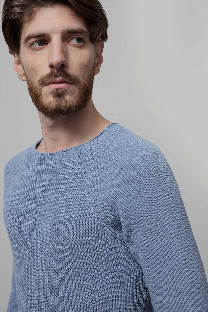 Maglia Uomo Cotone Rigenerato Francesco Blu Azzurro