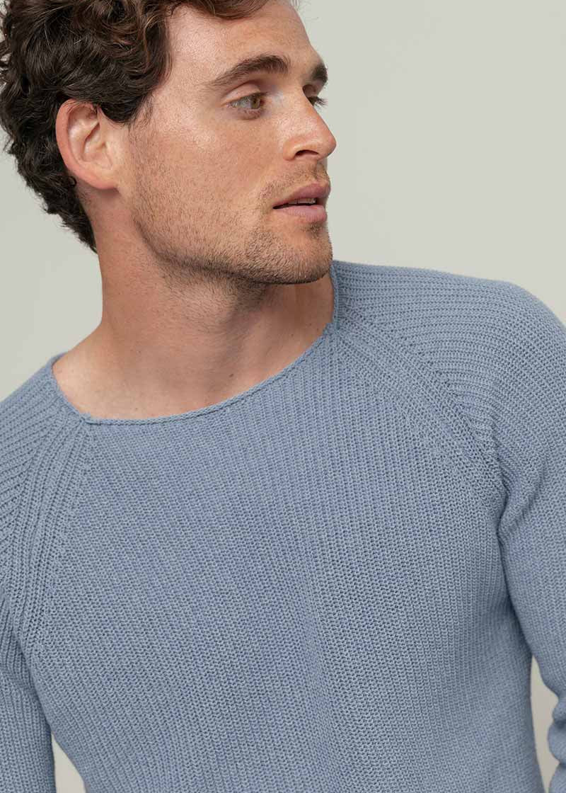 Maglia Uomo Cotone Rigenerato Francesco Blu Azzurro