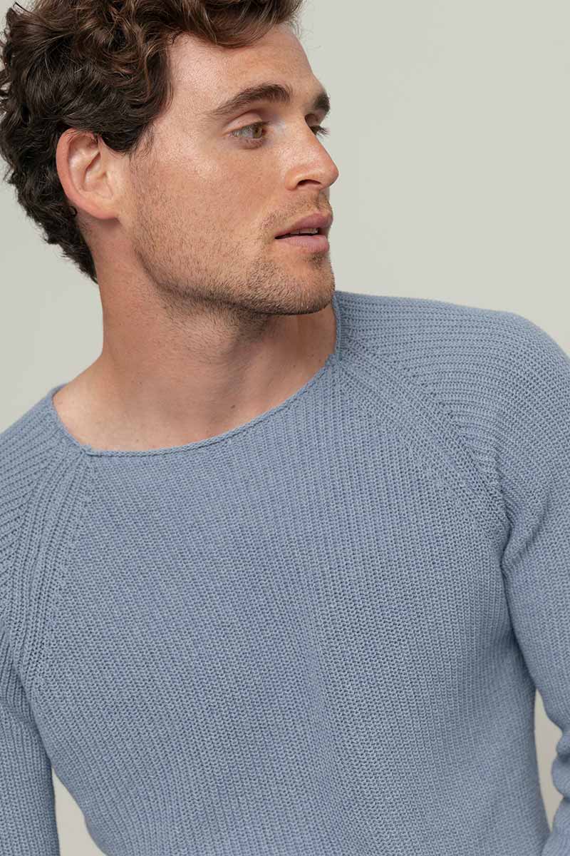 Maglia Uomo Cotone Rigenerato Francesco Blu Azzurro