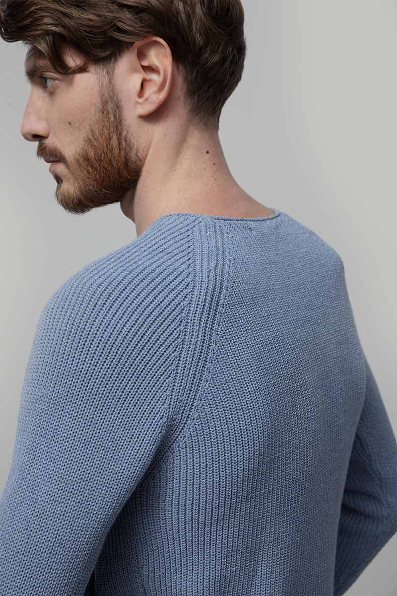Maglia Uomo Cotone Rigenerato Francesco Blu Azzurro
