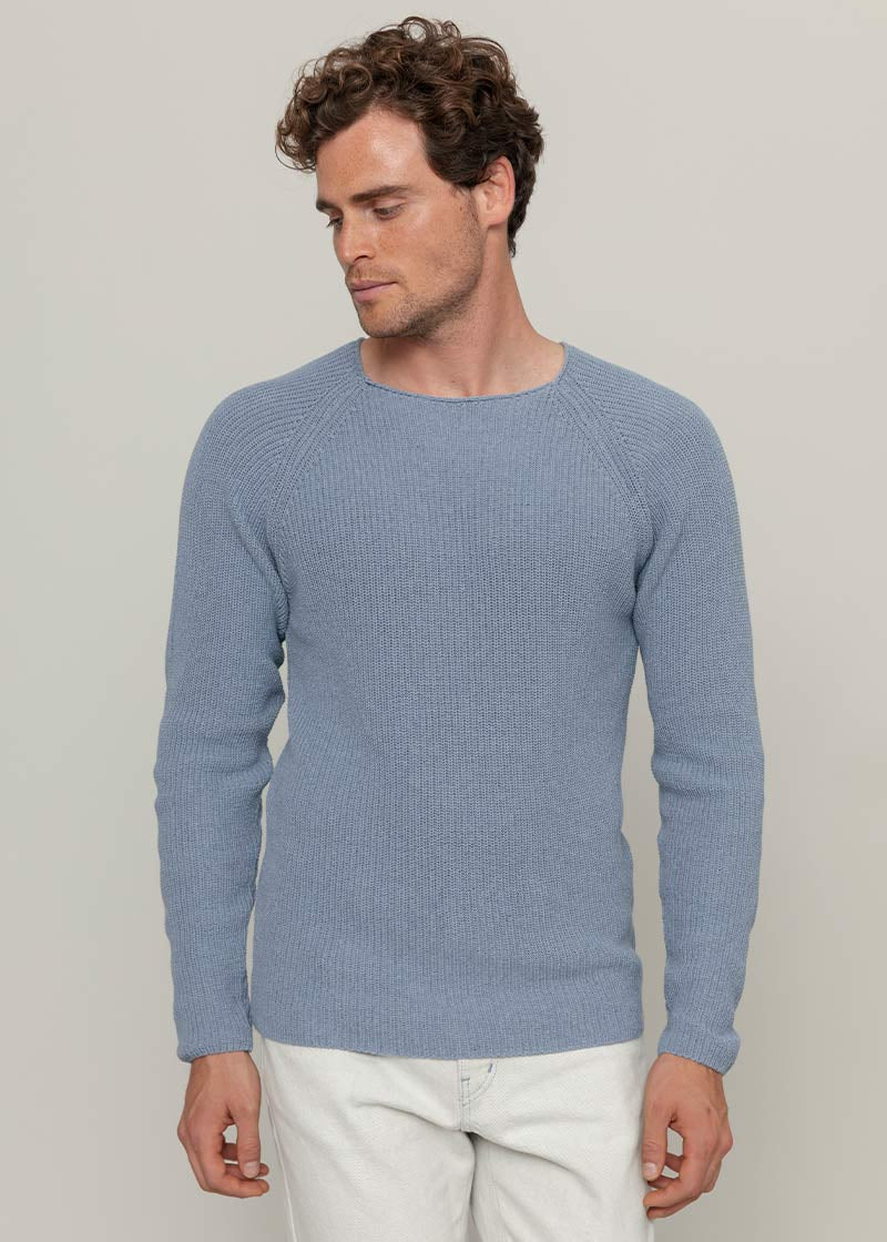 Maglia Uomo Cotone Rigenerato Francesco Blu Azzurro