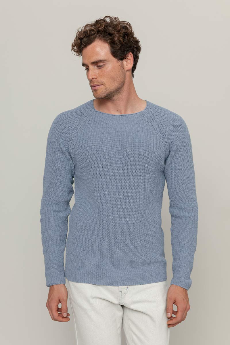 Maglia Uomo Cotone Rigenerato Francesco Blu Azzurro