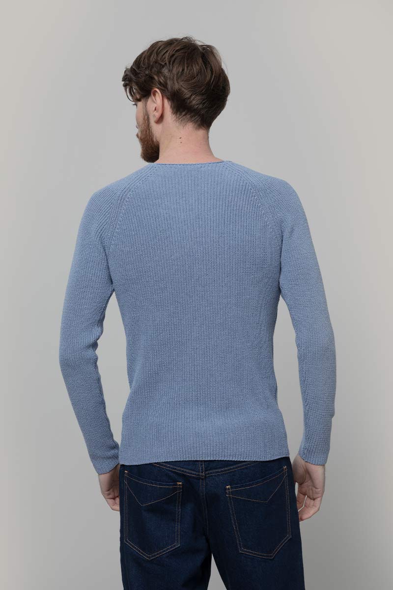 Maglia Uomo Cotone Rigenerato Francesco Blu Azzurro