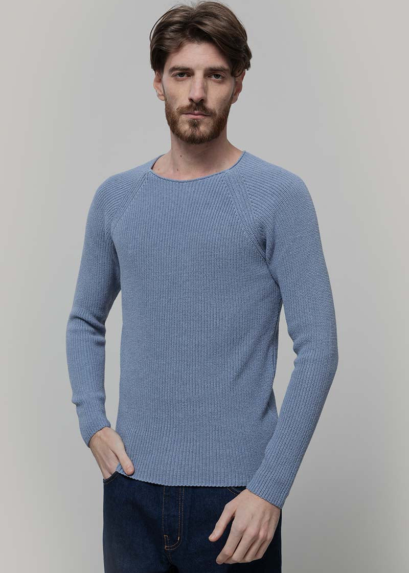 Maglia Uomo Cotone Rigenerato Francesco Blu Azzurro