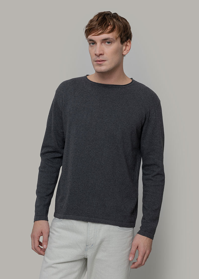 Maglia Uomo Cotone Rigenerato Jago grigio Nero