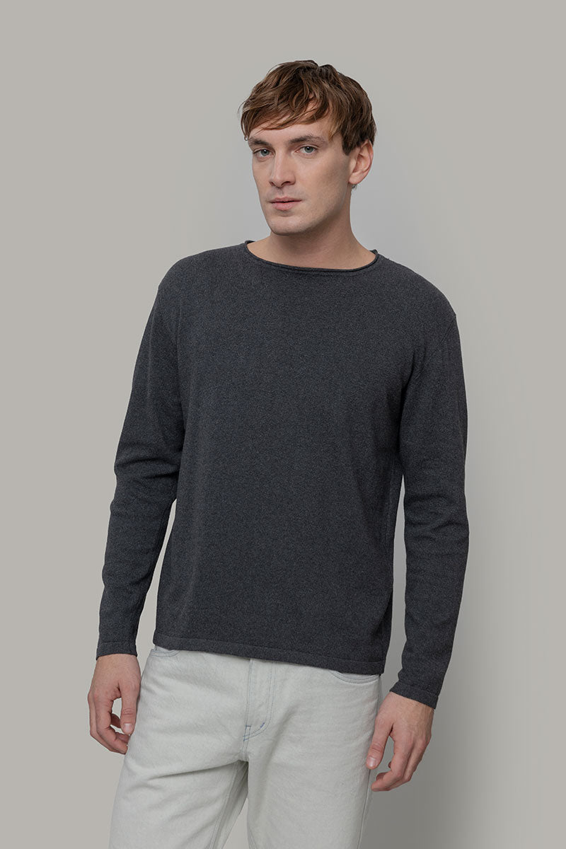 Maglia Uomo Cotone Rigenerato Jago grigio Nero