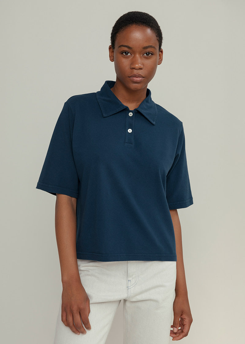 Blu Balena | Maglia Polo Donna Cotone Rigenerato Ludo