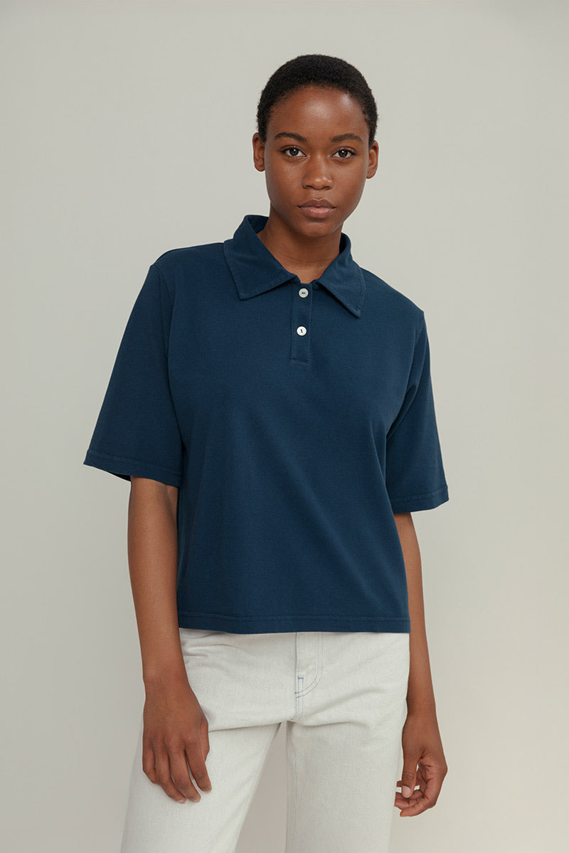 Blu Balena | Maglia Polo Donna Cotone Rigenerato Ludo