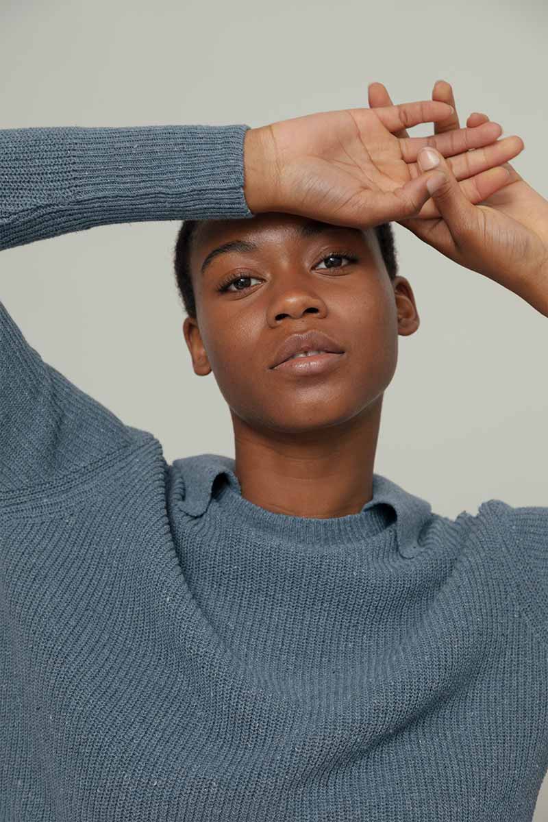 Pull oversize cachemire bleu pour femmes Pull oversize cachemire bleu pour femmes