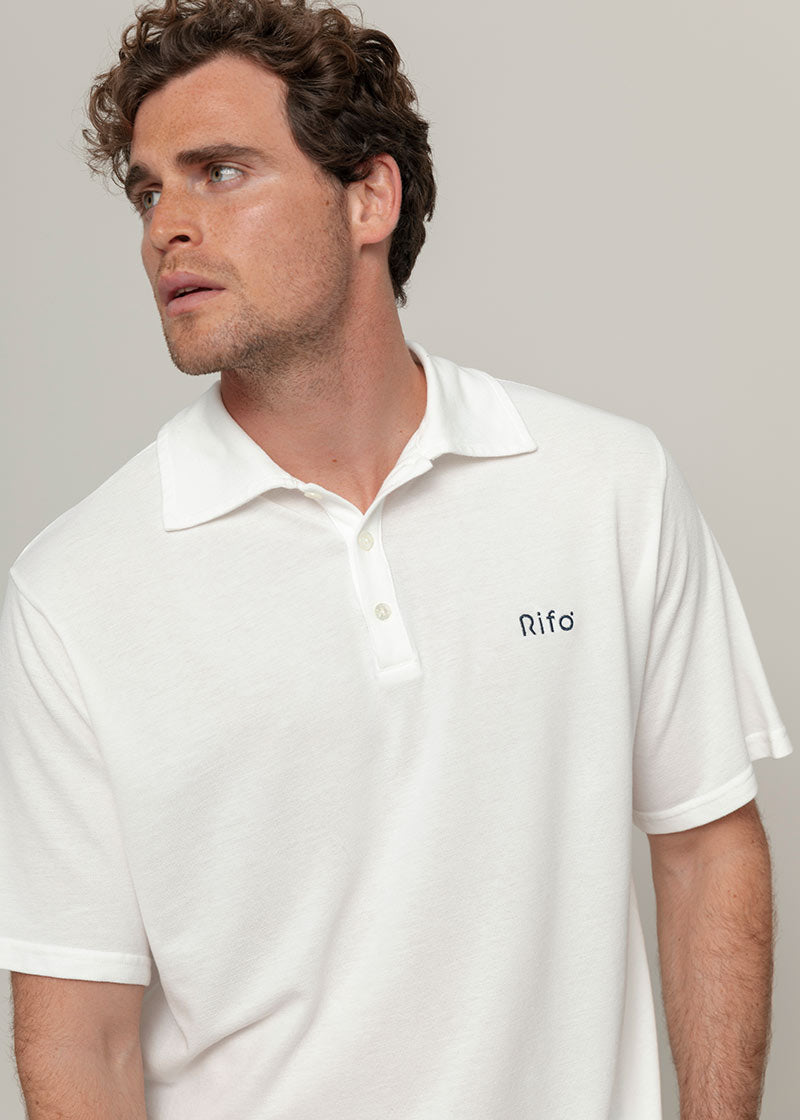 Bianco Latte | Maglia Polo Uomo Cotone Rigenerato Riccardo