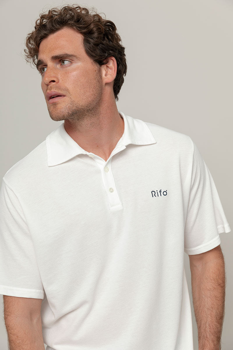 Bianco Latte | Maglia Polo Uomo Cotone Rigenerato Riccardo