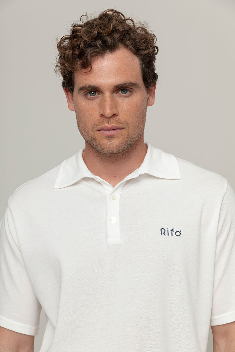 Bianco Latte | Maglia Polo Uomo Cotone Rigenerato Riccardo