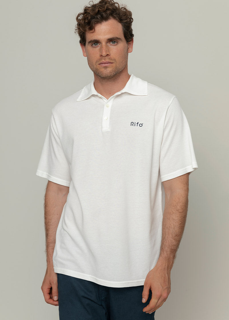 Bianco Latte | Maglia Polo Uomo Cotone Rigenerato Riccardo