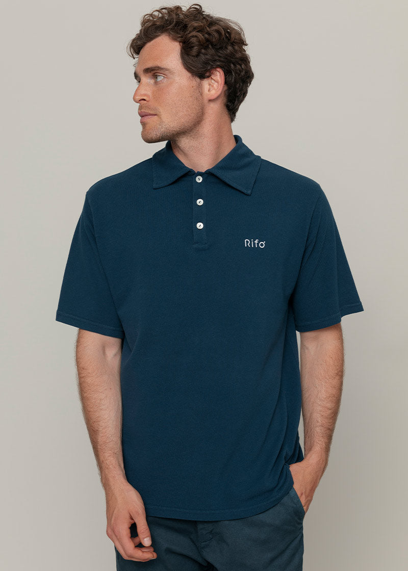 Blu Balena | Maglia Polo Uomo Cotone Rigenerato Riccardo