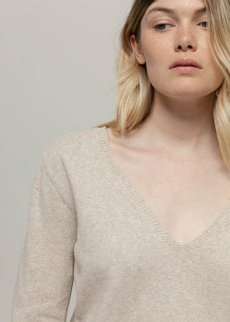 Maglia Donna Cotone Rigenerato Aura Beige