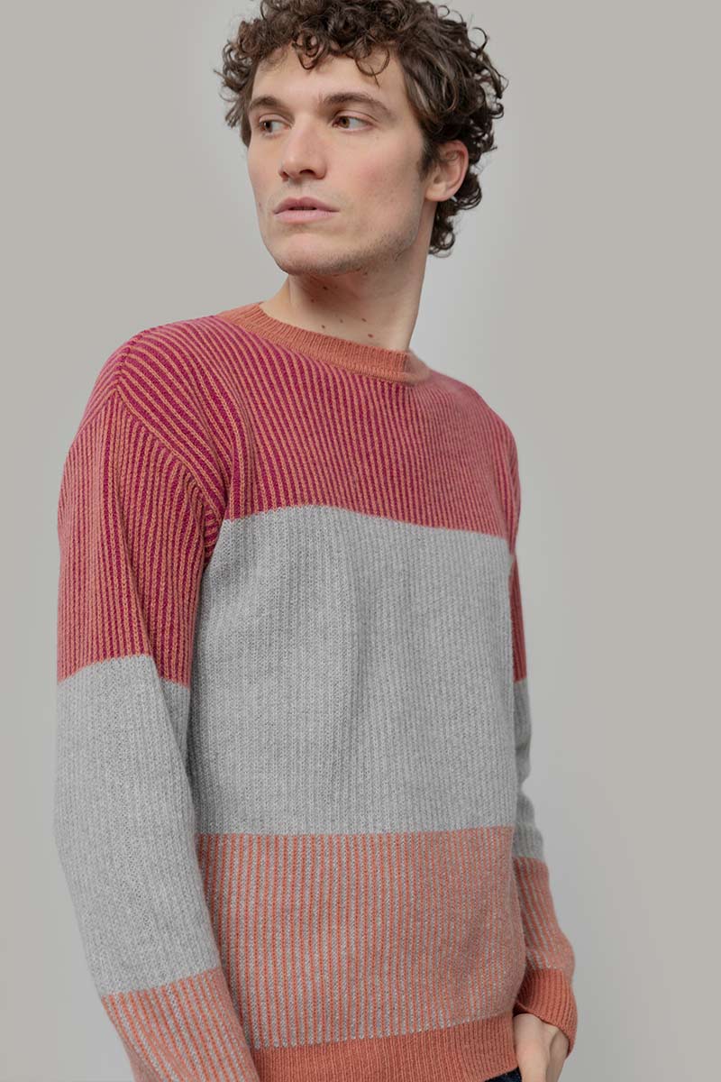 Maglia Unisex Cashmere Rigenerato Zero Waste Trio Arancio Pompelmo