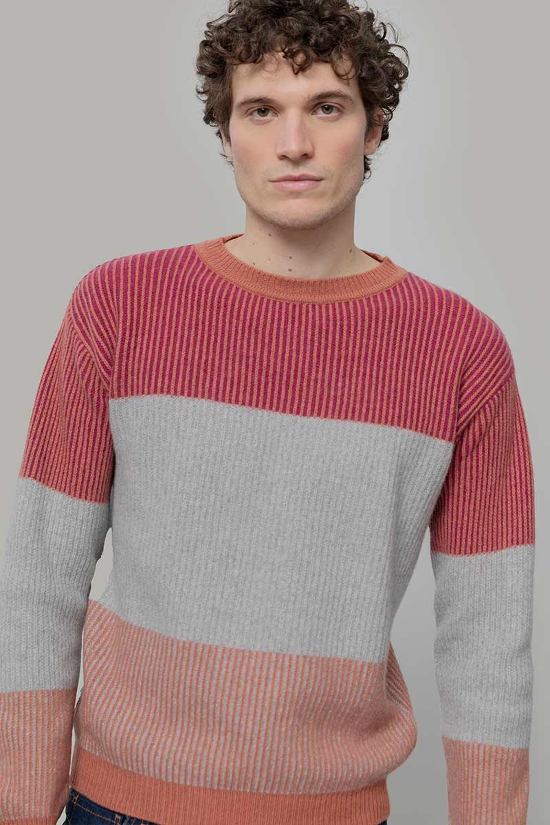 Maglia Unisex Cashmere Rigenerato Zero Waste Trio Arancio Pompelmo