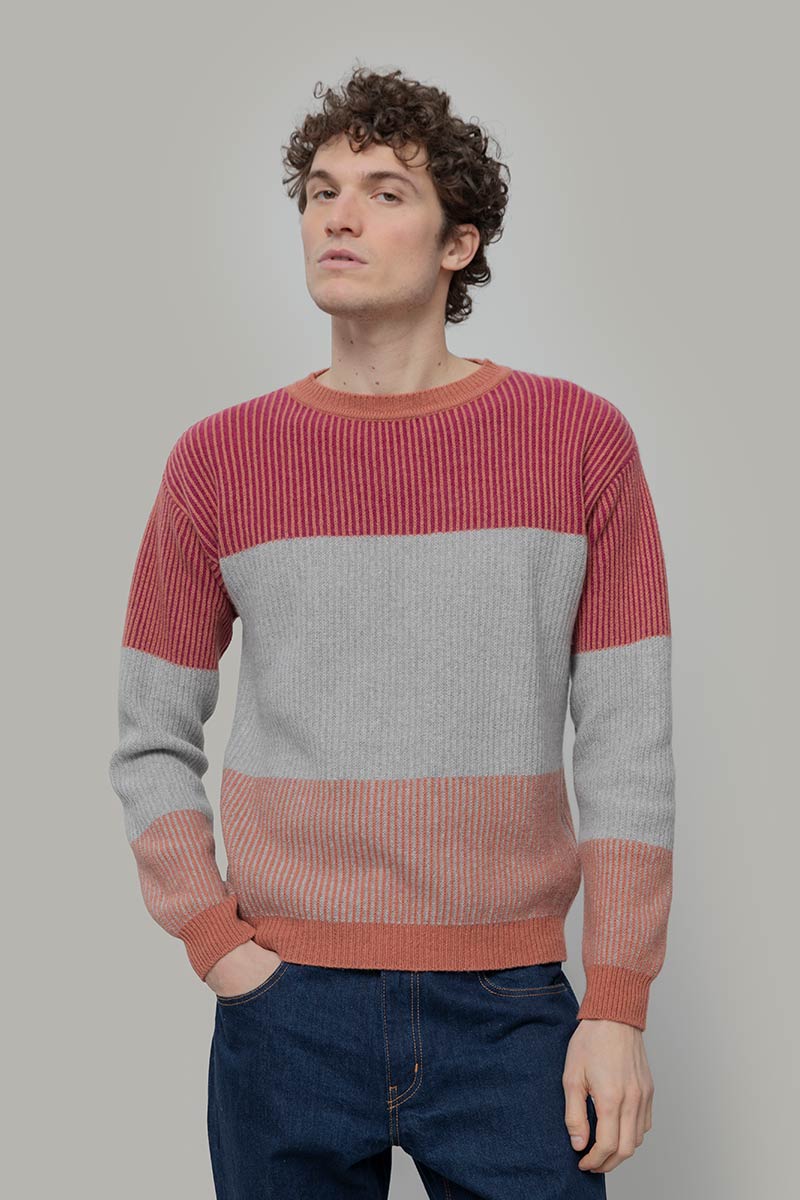 Maglia Unisex Cashmere Rigenerato Zero Waste Trio Arancio Pompelmo