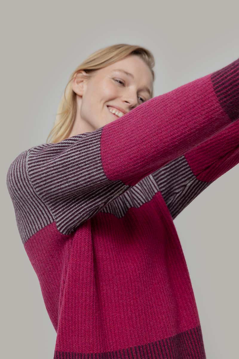 Maglia Unisex Cashmere Rigenerato Zero Waste Trio Viola Melanzana