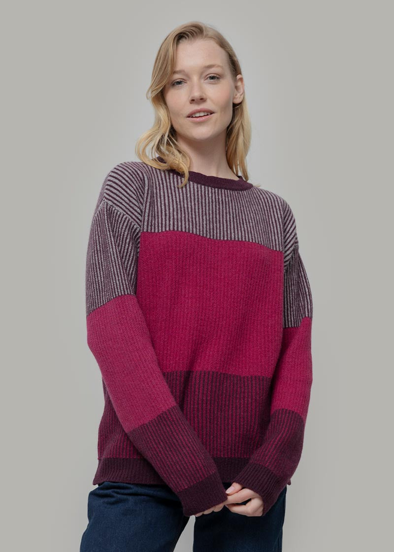 Maglia Unisex Cashmere Rigenerato Zero Waste Trio Viola Melanzana