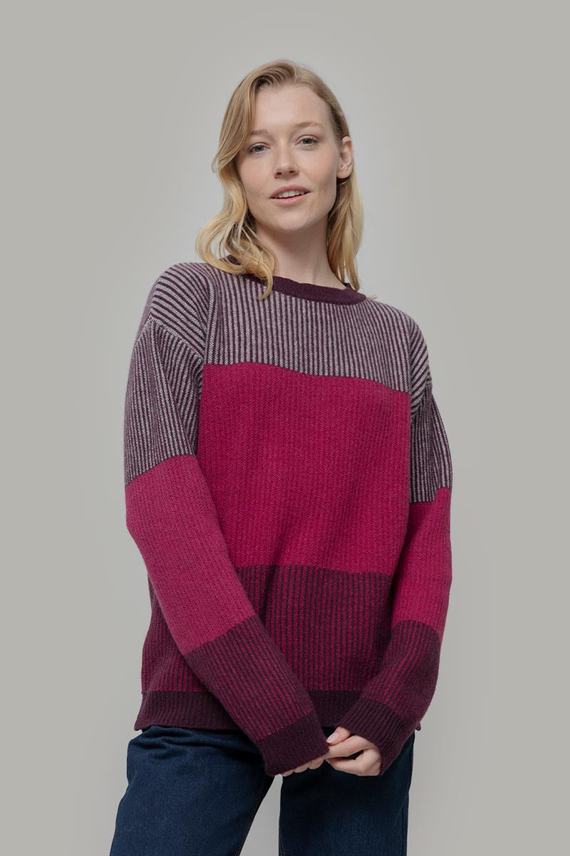 Maglia Unisex Cashmere Rigenerato Zero Waste Trio Viola Melanzana