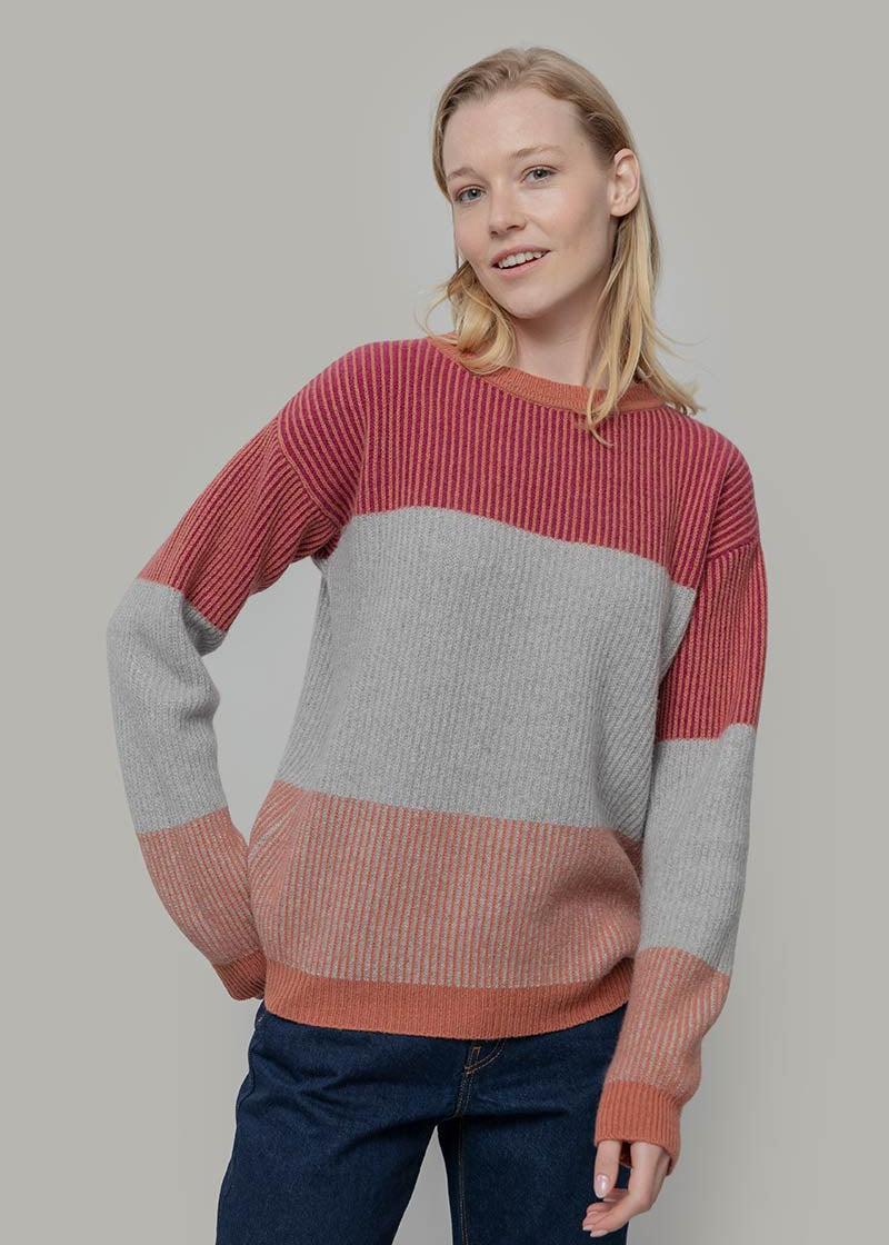 Maglia Unisex Cashmere Rigenerato Zero Waste Trio Arancio Pompelmo