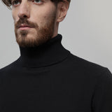 Maglia Collo Alto Uomo Cashmere Rigenerato Alberto Nero