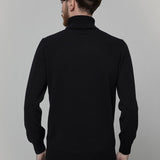 Maglia Collo Alto Uomo Cashmere Rigenerato Alberto Nero