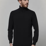 Maglia Collo Alto Uomo Cashmere Rigenerato Alberto Nero