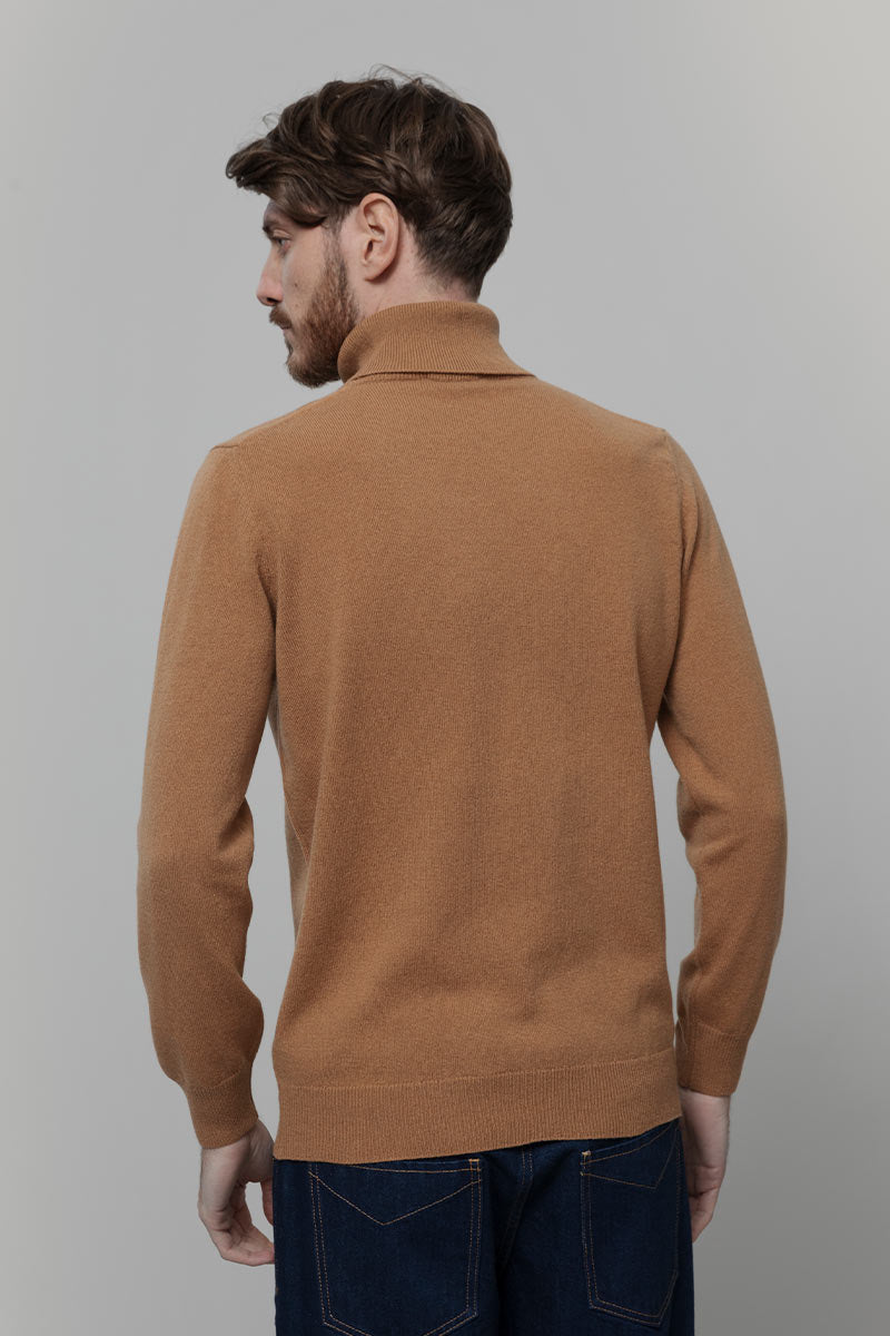 Maglia Collo Alto Uomo Cashmere Rigenerato Alberto Beige