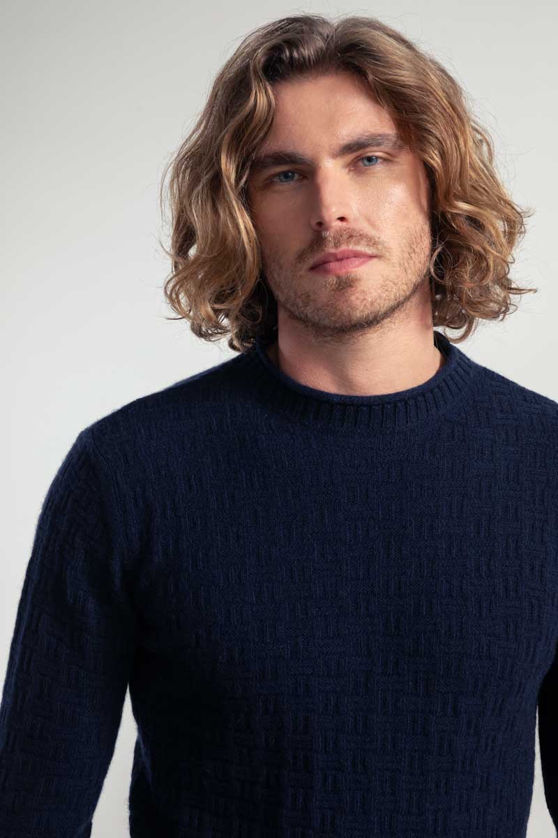 Maglia Uomo Cashmere Rigenerato Fernando Blu