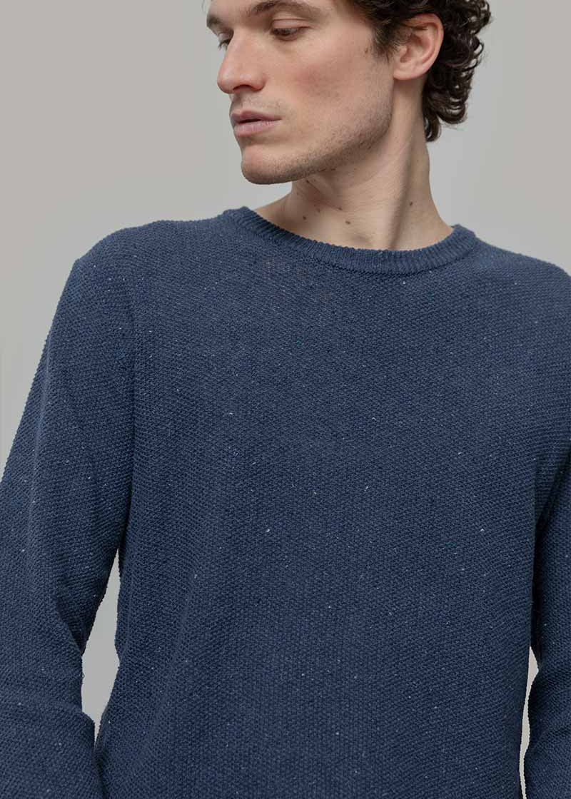 Blu Baltico | Maglioncino leggero cotone jeans rigenerato